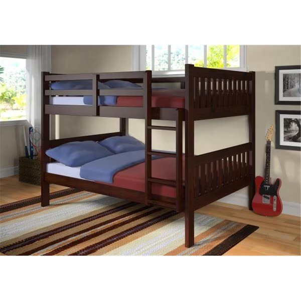 Pivot Direct PD-1015-3CP Full Over Full Mission Bunk Bed in Dark Cappuccino, Pivot Direct, Mfr#: PD_1015_3CP